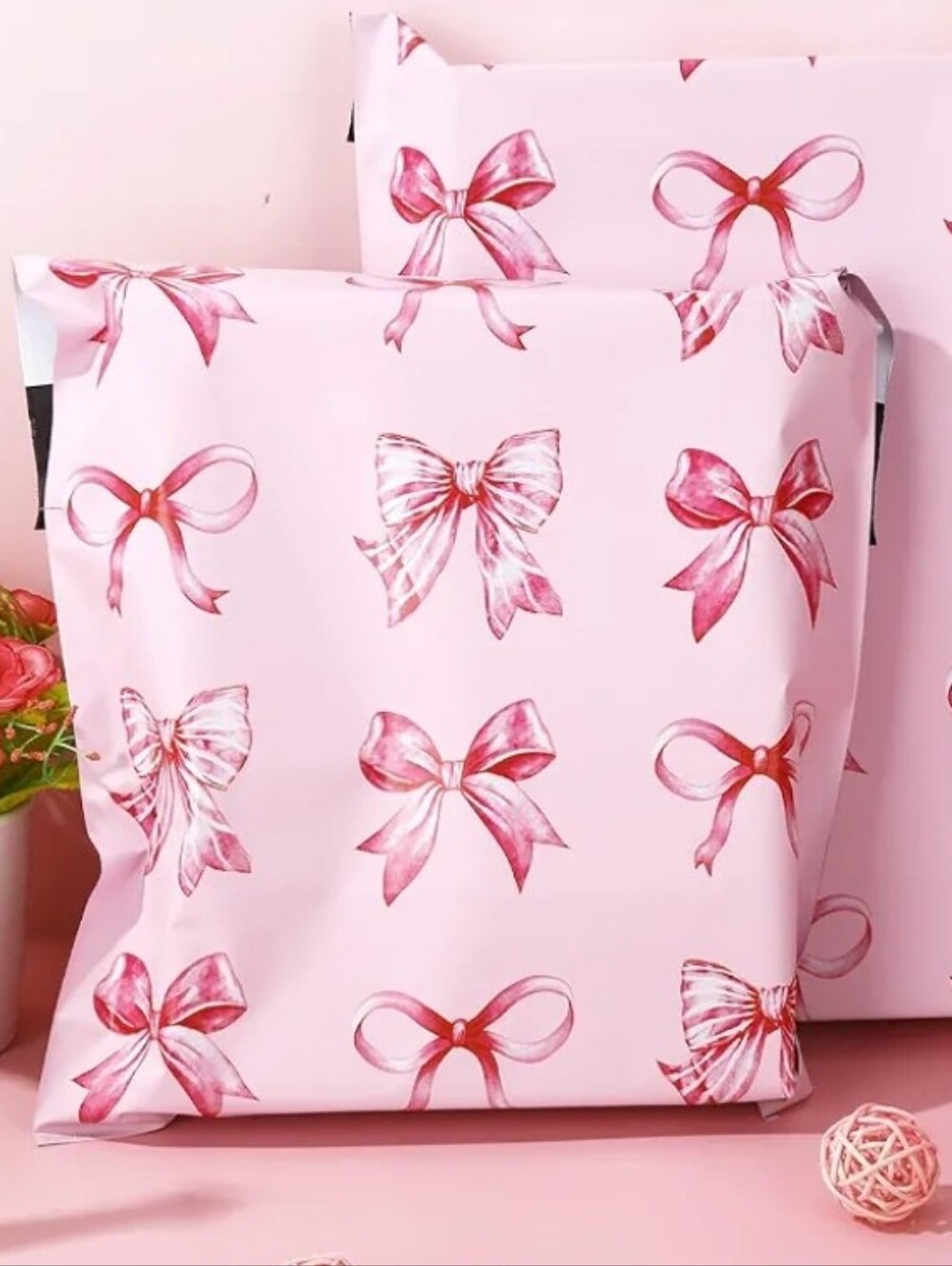 Pink Bow Pattern Polymailer Packages - Picture 2 of 3